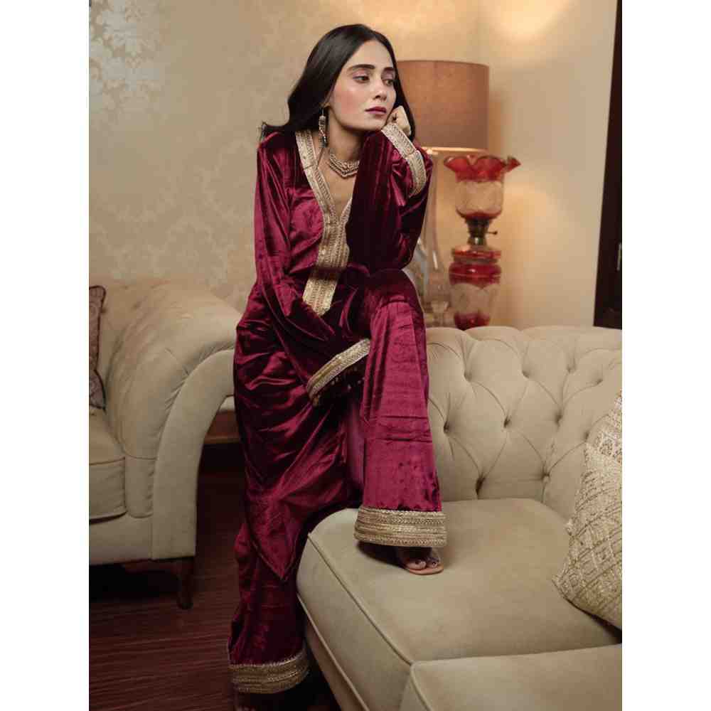 Roze Nargis Maroon Palazzo (Set of 2)