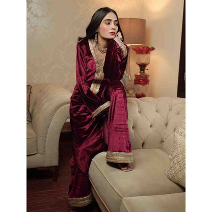 Roze Nargis Maroon Palazzo (Set of 2)