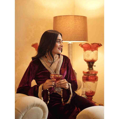 Roze Nargis Maroon Palazzo (Set of 2)