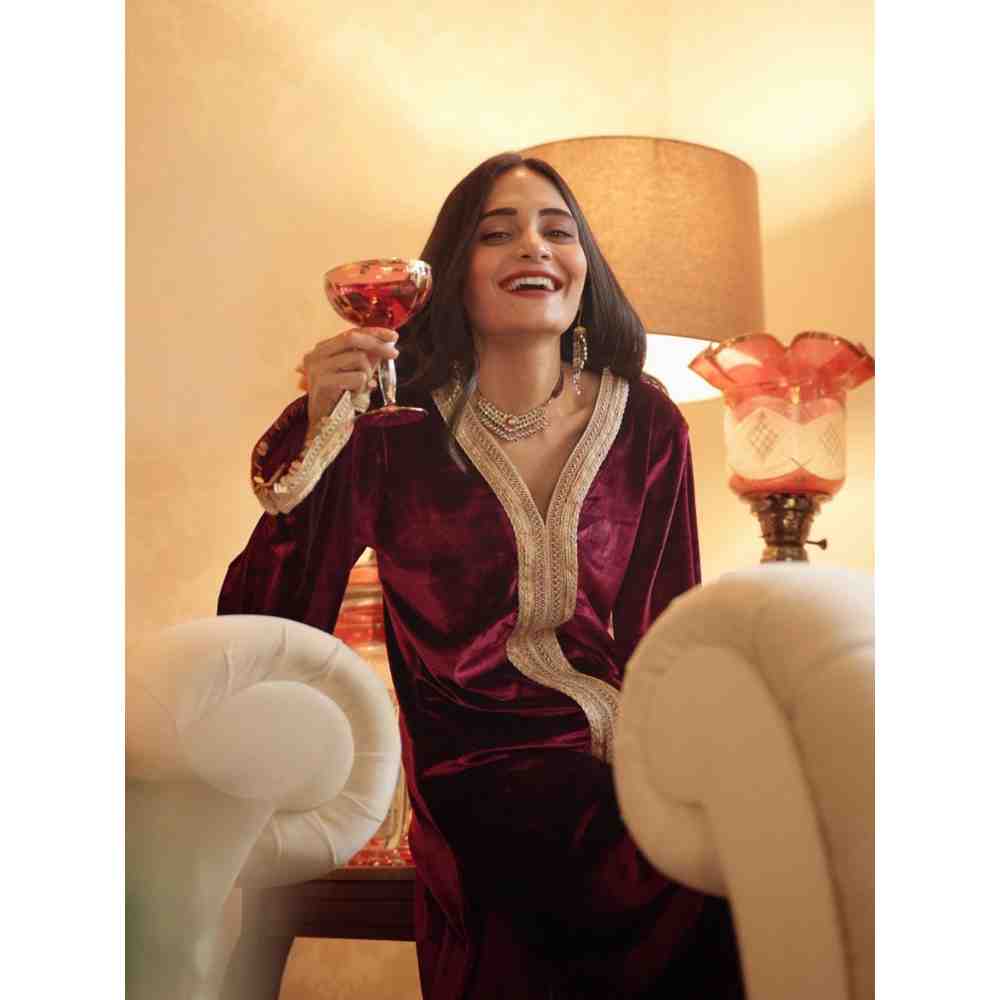 Roze Nargis Maroon Palazzo (Set of 2)