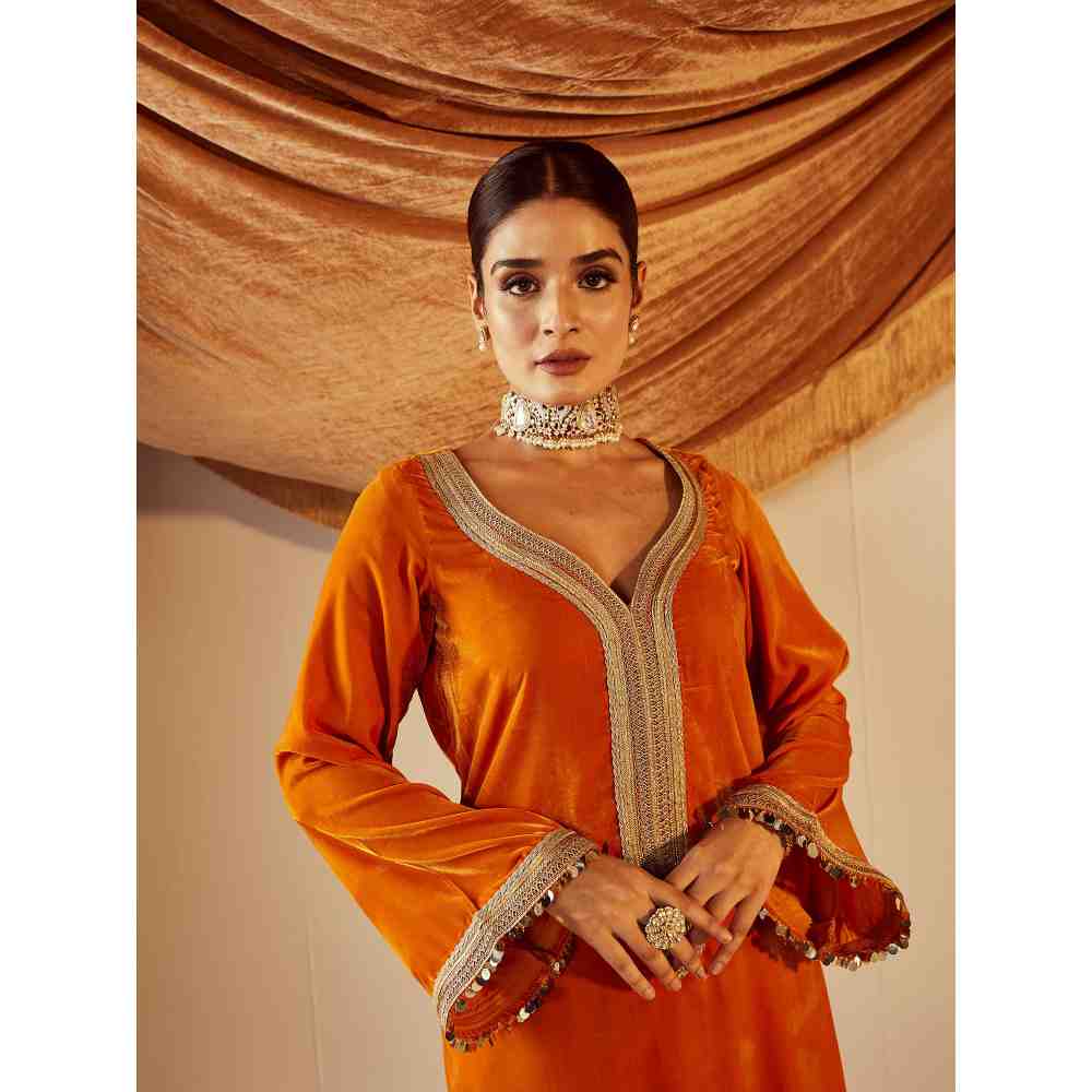 Roze Nargis Orange Palazzo (Set of 2)