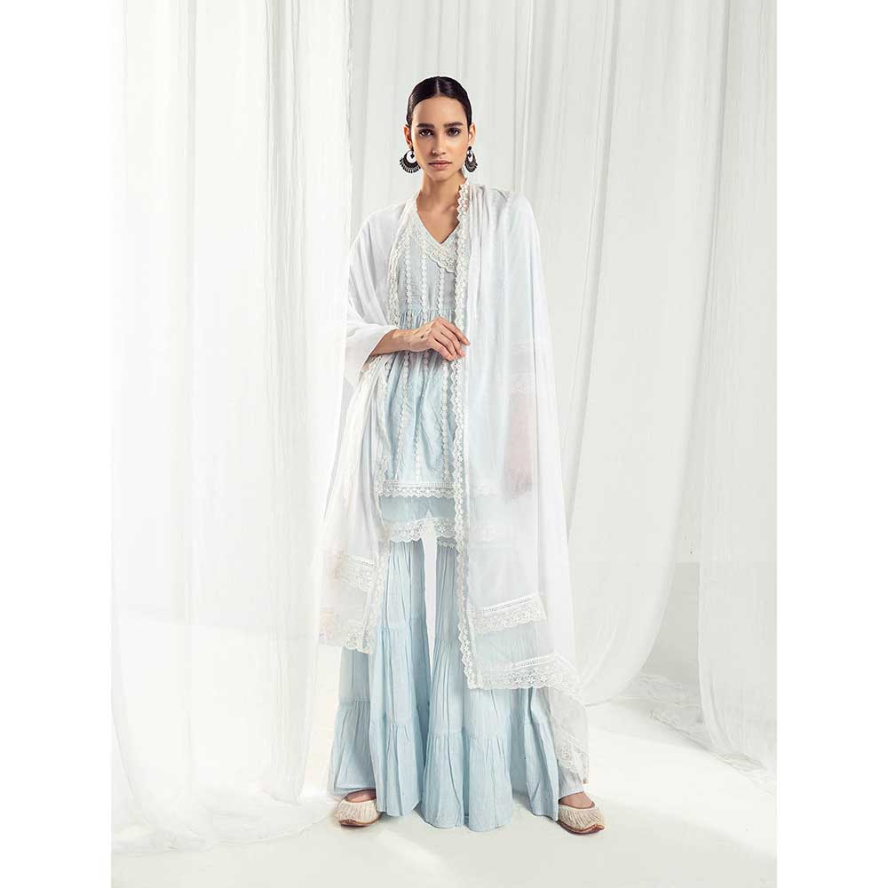 Roze Dahlia White Dupatta