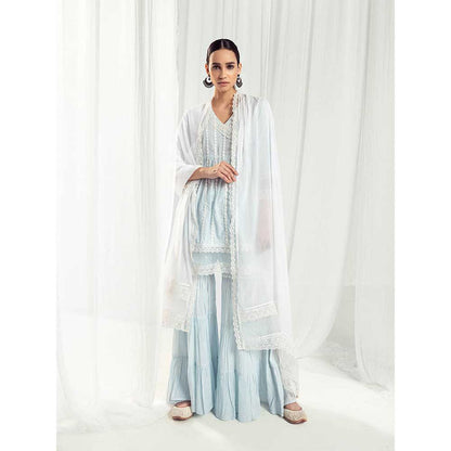 Roze Dahlia White Dupatta