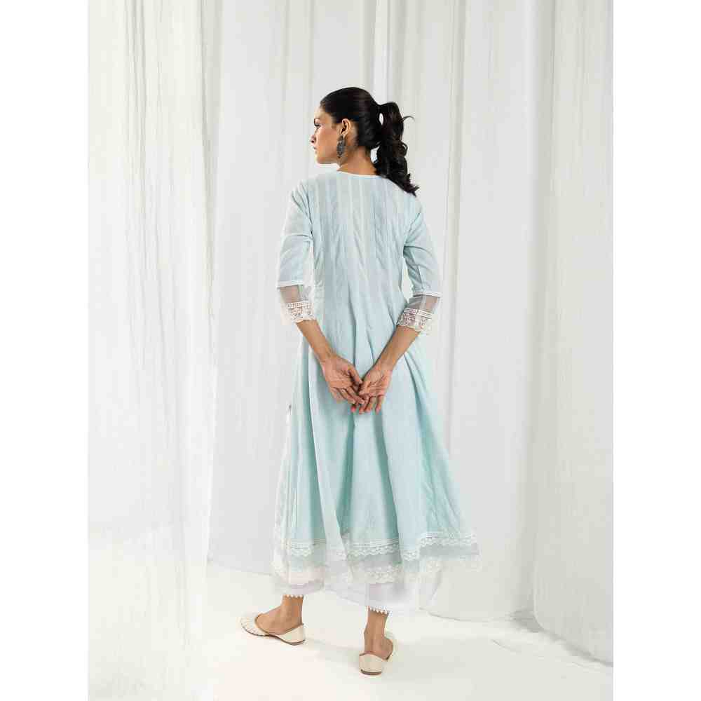 Roze Aria Blue Kurta and Pant with Dupatta (Set of 3)