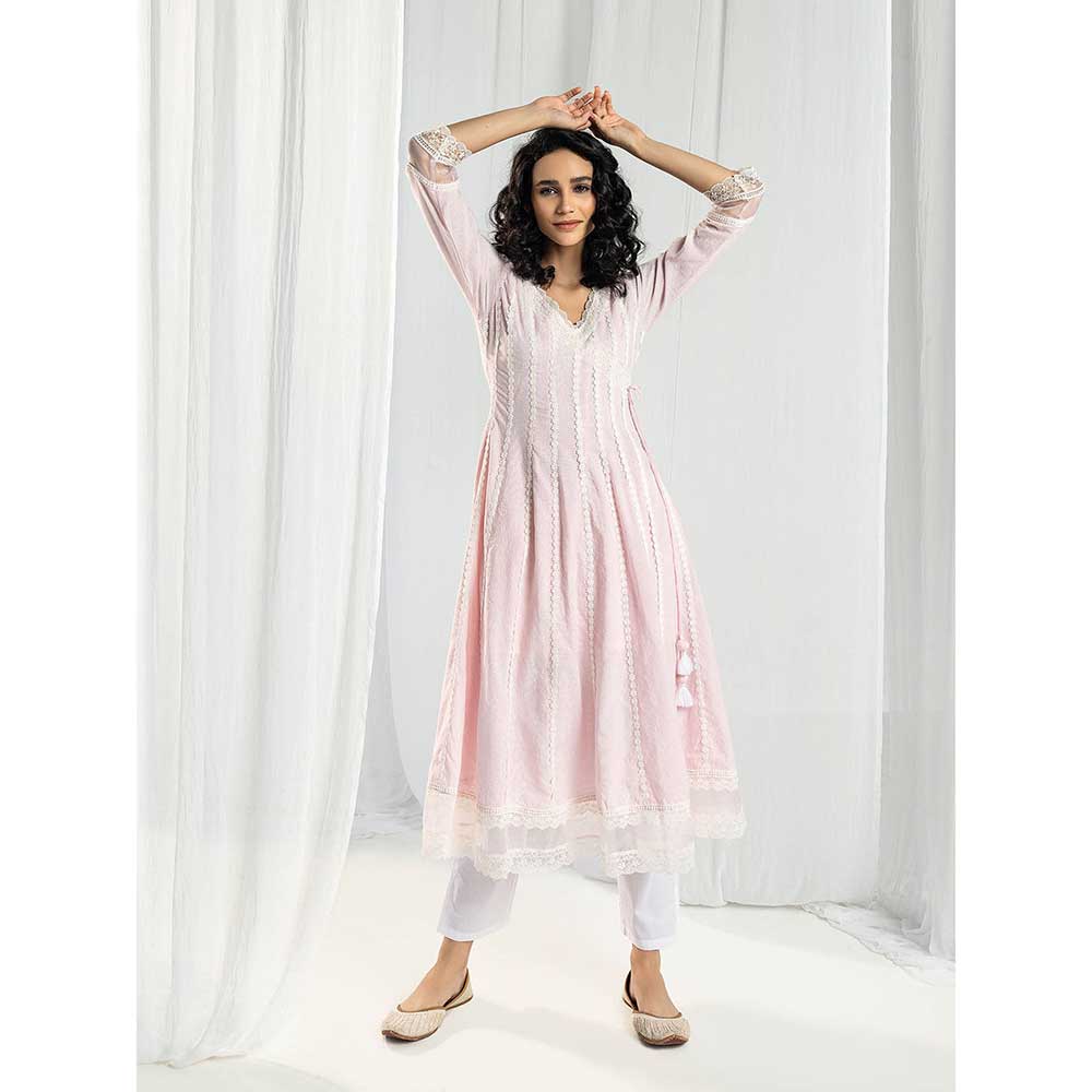 Roze Aria Pink Kurta and Pant with Dupatta (Set of 3)
