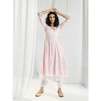 Roze Aria Pink Kurta and Pant with Dupatta (Set of 3)