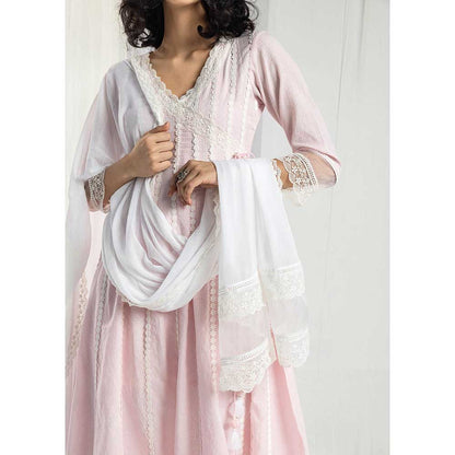 Roze Aria Pink Kurta and Pant with Dupatta (Set of 3)