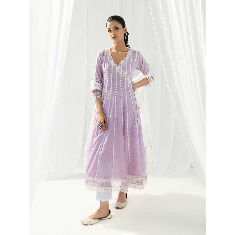 Roze Aria Purple Kurta and Pant with Dupatta (Set of 3)