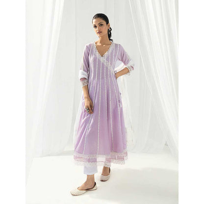 Roze Aria Purple Kurta and Pant with Dupatta (Set of 3)