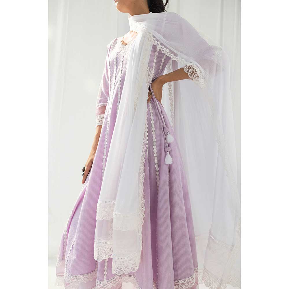 Roze Aria Purple Kurta and Pant with Dupatta (Set of 3)
