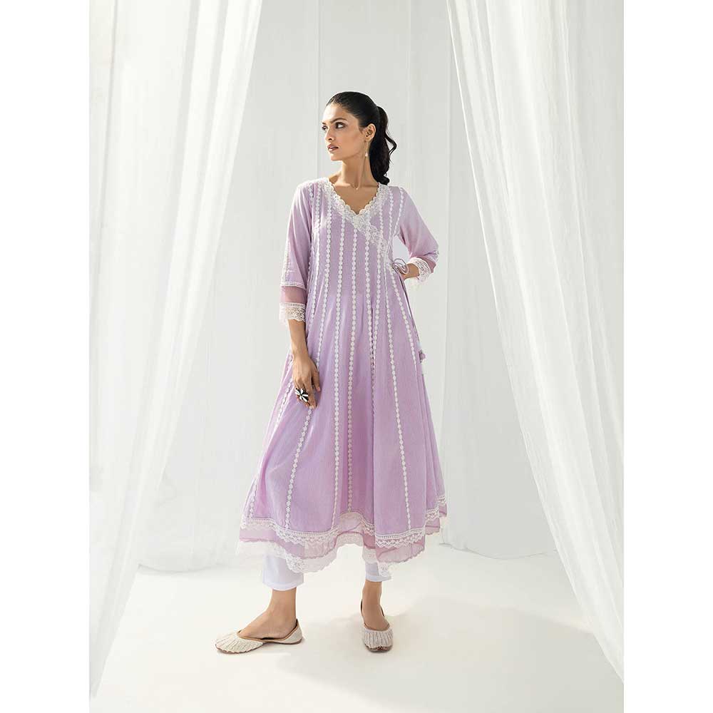 Roze Aria Purple Kurta and Pant with Dupatta (Set of 3)
