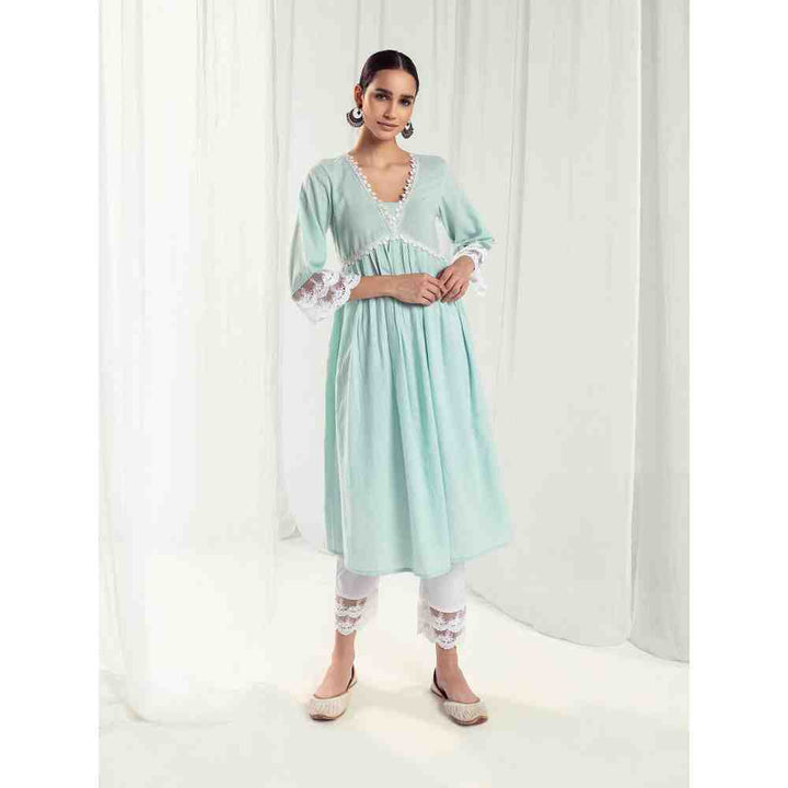 Roze Aura Blue Kurta and Pant with Dupatta (Set of 3)