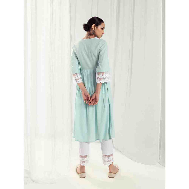 Roze Aura Blue Kurta and Pant with Dupatta (Set of 3)