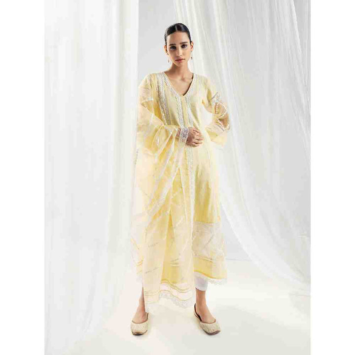 Roze Celeste Yellow Kurta and Pant with Dupatta (Set of 3)