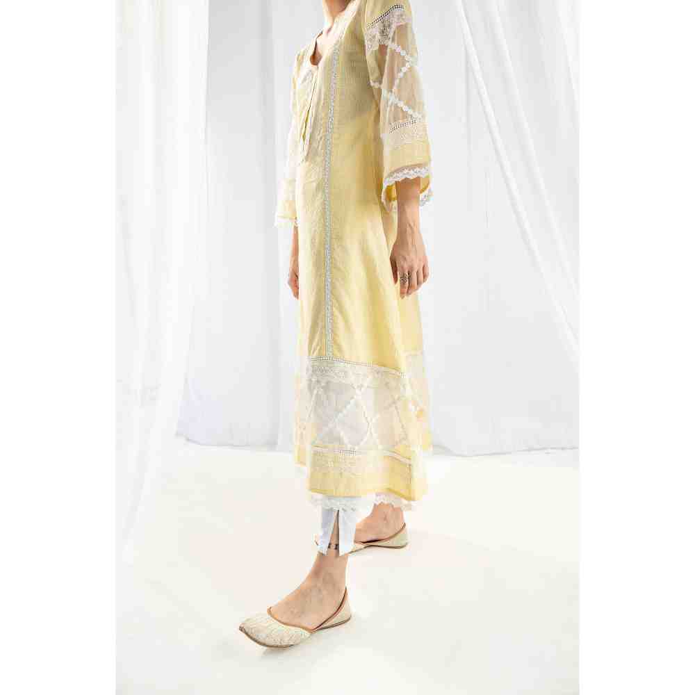 Roze Celeste Yellow Kurta and Pant with Dupatta (Set of 3)