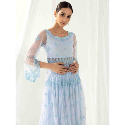 Roze Clara Blue Anarkali Kurta Pant with Dupatta (Set of 3)
