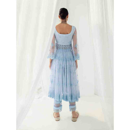 Roze Clara Blue Anarkali Kurta Pant with Dupatta (Set of 3)
