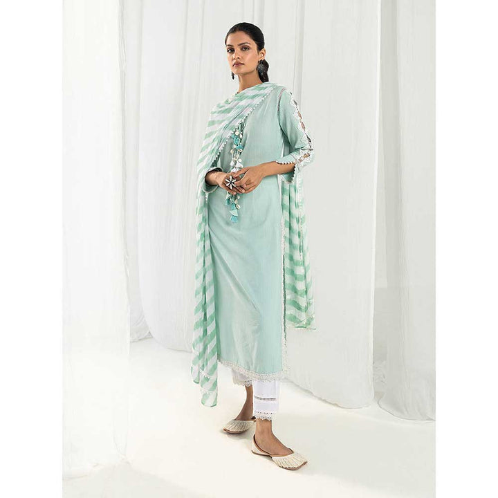 Roze Eden Blue Kurta and Pant with Dupatta (Set of 3)