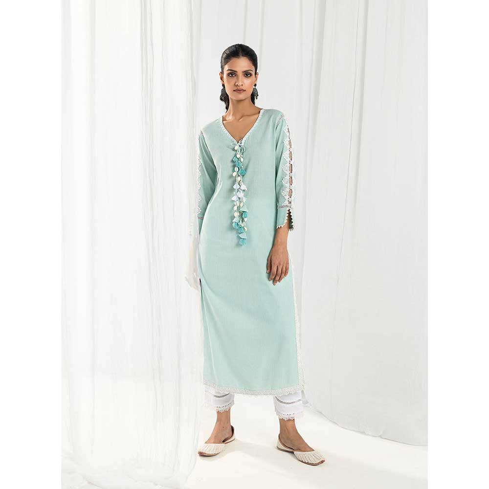 Roze Eden Blue Kurta and Pant with Dupatta (Set of 3)