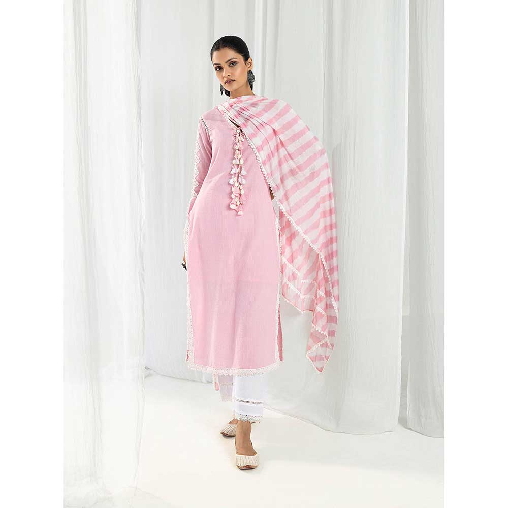 Roze Eden Pink Kurta and Pant with Dupatta (Set of 3)