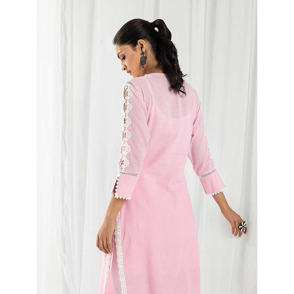 Roze Eden Pink Kurta and Pant with Dupatta (Set of 3)