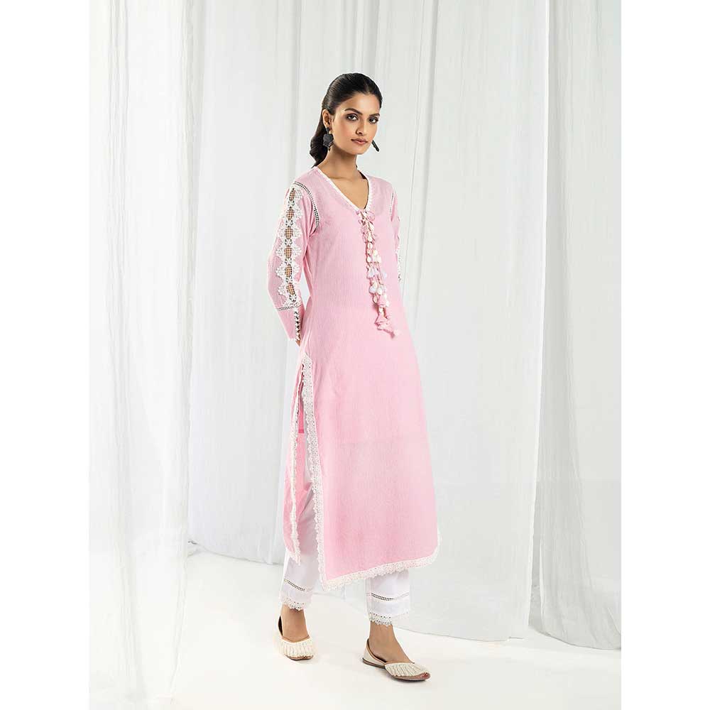 Roze Eden Pink Kurta and Pant with Dupatta (Set of 3)