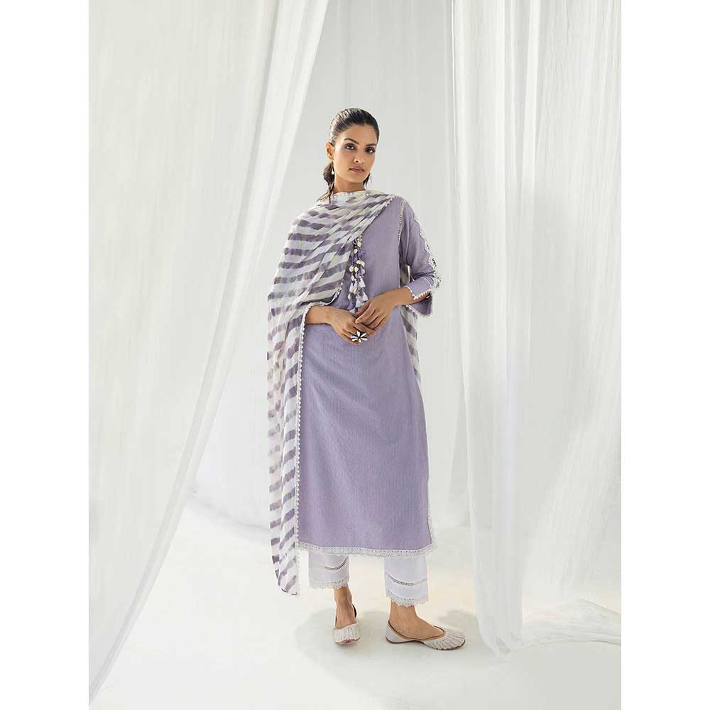 Roze Eden Purple Kurta and Pant with Dupatta (Set of 3)