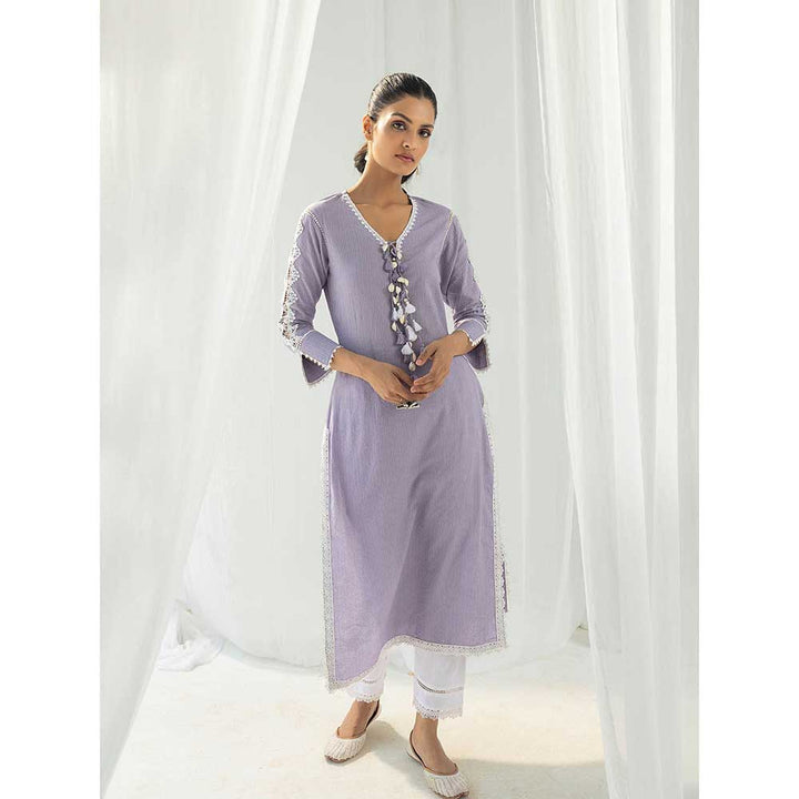 Roze Eden Purple Kurta and Pant with Dupatta (Set of 3)