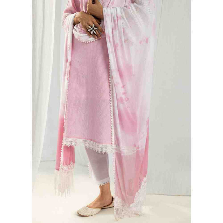 Roze Estelle Pink Kurta and Pant with Dupatta (Set of 3)