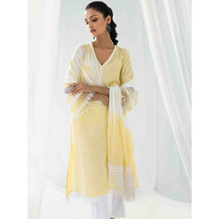 Roze Estelle Yellow Kurta and Pant with Dupatta (Set of 3)