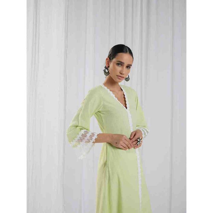 Roze Fiona Green Kurta and Pant with Dupatta (Set of 3)