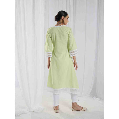 Roze Fiona Green Kurta and Pant with Dupatta (Set of 3)
