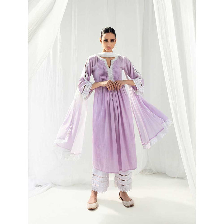 Roze Iris Lavender Kurta and Pant with Dupatta (Set of 3)