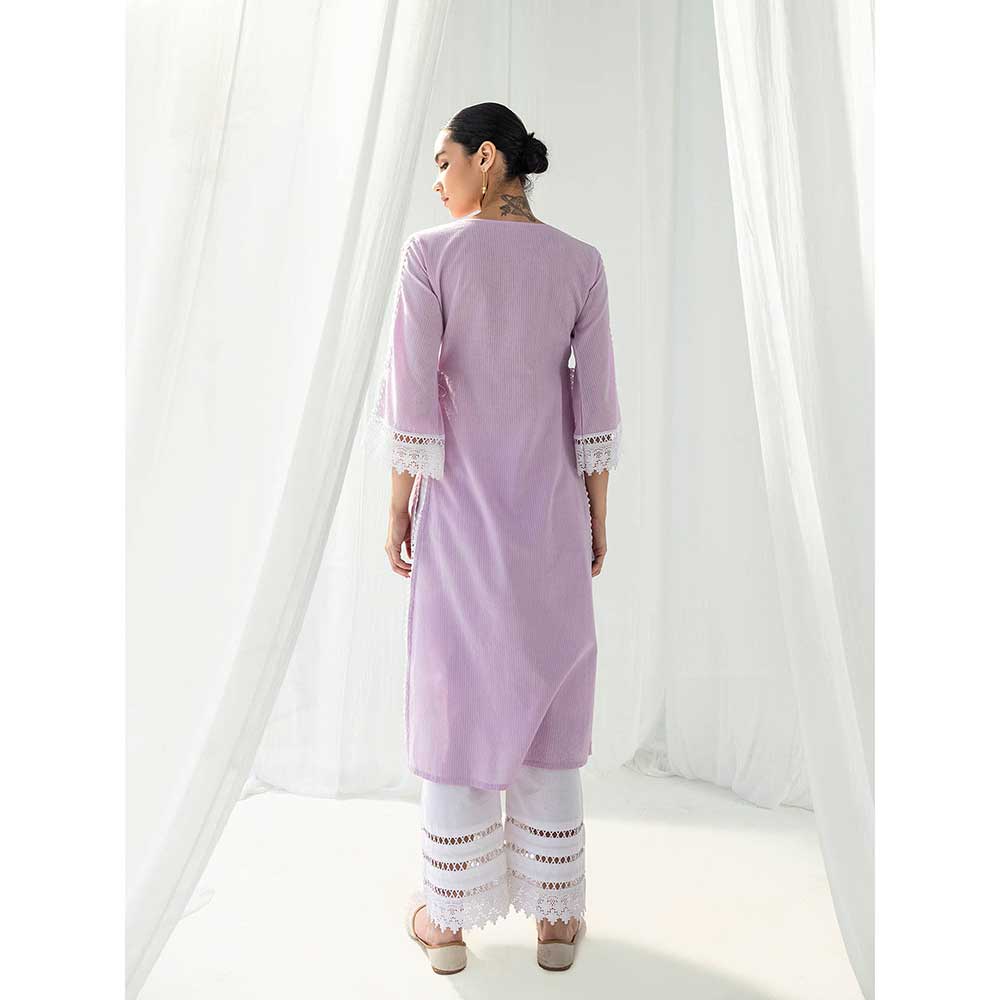 Roze Iris Lavender Kurta and Pant with Dupatta (Set of 3)