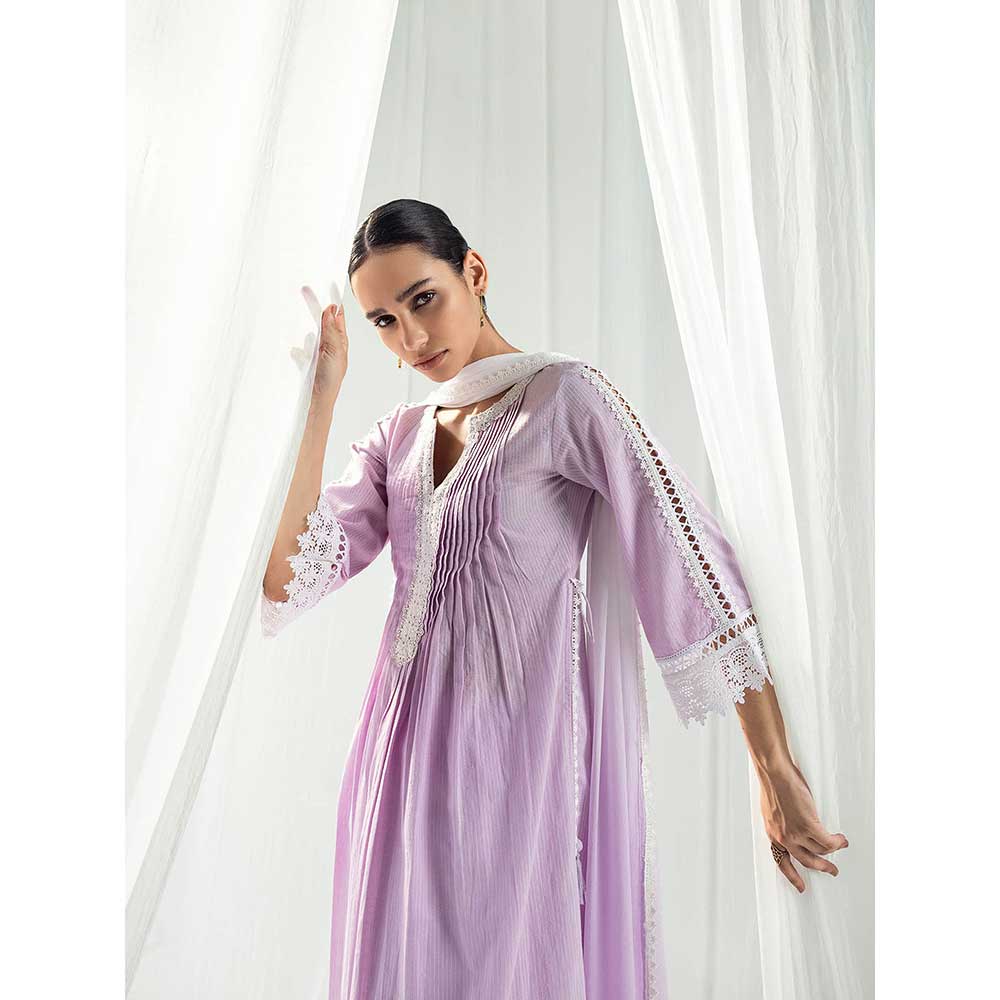 Roze Iris Lavender Kurta and Pant with Dupatta (Set of 3)