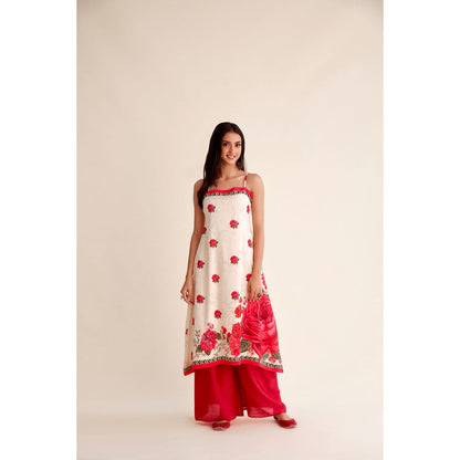 Roze Sufiya Chanderi Sleeveless Kurta (Set of 3)