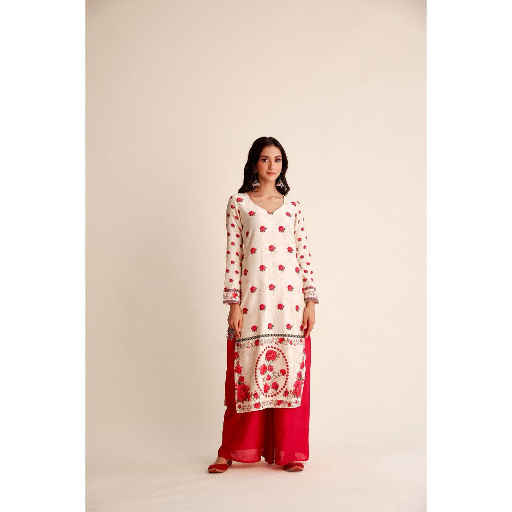 Roze Afsana Chanderi Kurta (Set of 3)