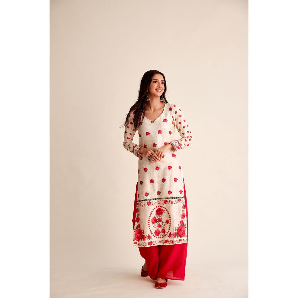 Roze Afsana Chanderi Kurta (Set of 3)