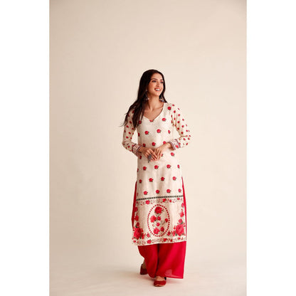 Roze Afsana Chanderi Kurta (Set of 3)