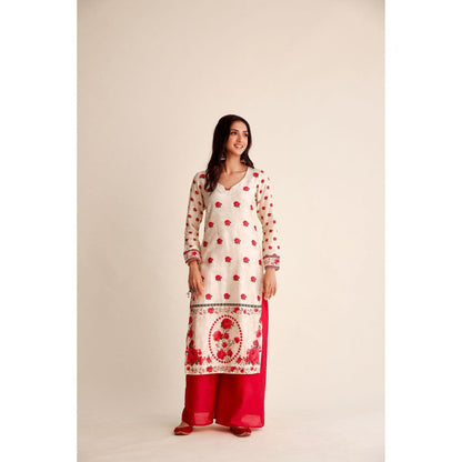 Roze Afsana Chanderi Kurta (Set of 3)
