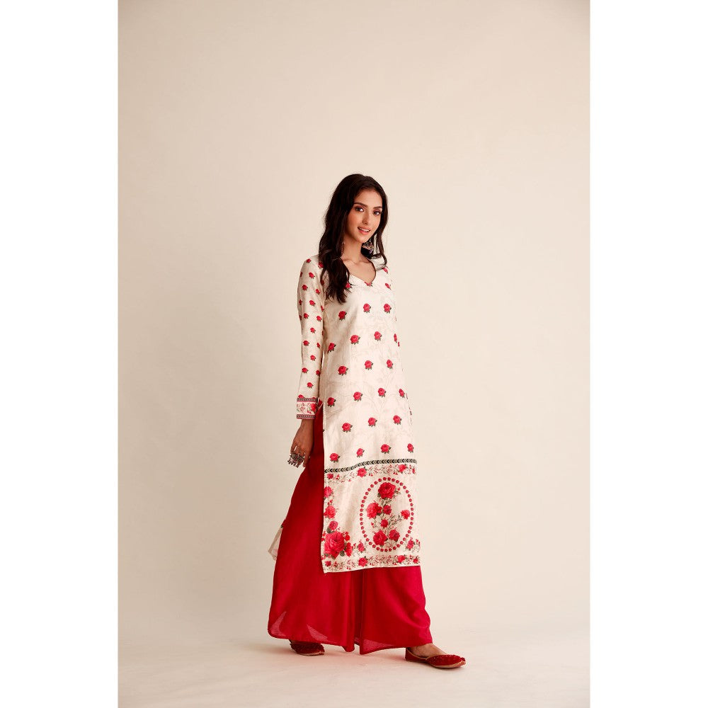Roze Afsana Chanderi Kurta (Set of 3)