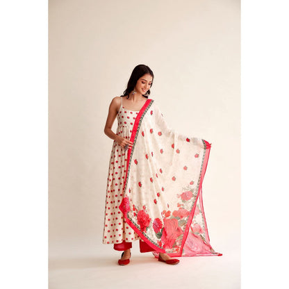 Roze Khushbu Chanderi Sleeveless Anarkali (Set of 3)