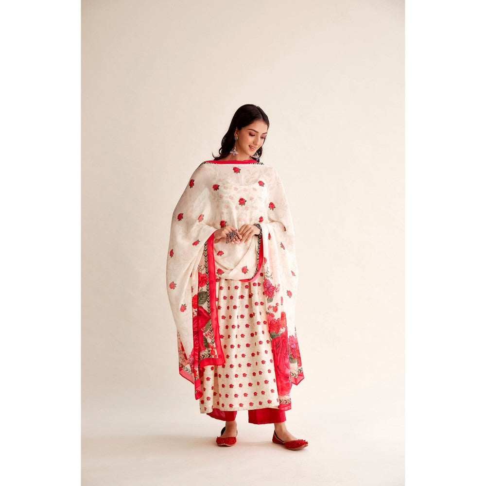Roze Khushbu Chanderi Sleeveless Anarkali (Set of 3)