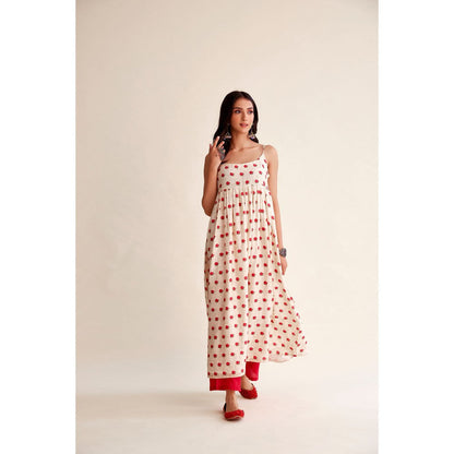 Roze Khushbu Chanderi Sleeveless Anarkali (Set of 3)