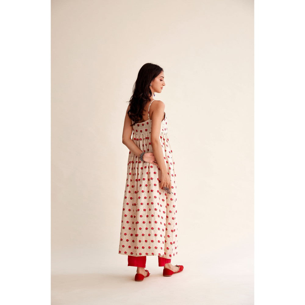 Roze Khushbu Chanderi Sleeveless Anarkali (Set of 3)