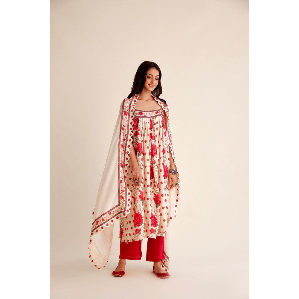 Roze Mehak Chanderi Kurta (Set of 3)