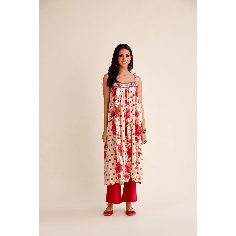 Roze Mehak Chanderi Kurta (Set of 3)