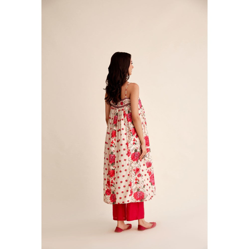 Roze Mehak Chanderi Kurta (Set of 3)