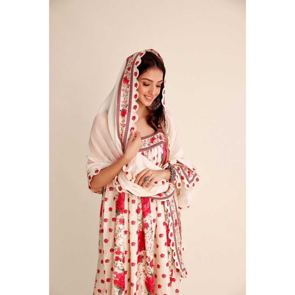 Roze Mehak Chanderi Kurta (Set of 3)