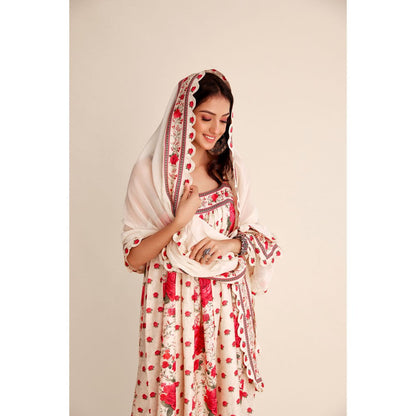 Roze Mehak Chanderi Kurta (Set of 3)